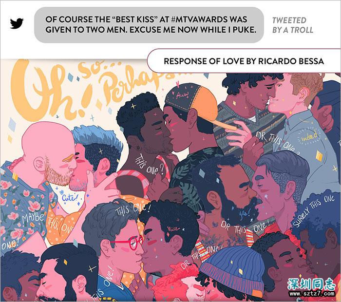 这些艺术家用超有爱的方式应对恐同信息 这些艺术家用超有爱的方式应对恐同信息