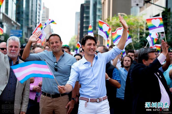 加拿大总理和爱尔兰总理一起参加同志巡游 加拿大总理和爱尔兰总理一起参加同志巡游