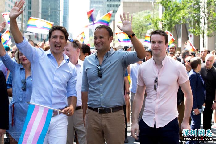 加拿大总理和爱尔兰总理一起参加同志巡游 加拿大总理和爱尔兰总理一起参加同志巡游