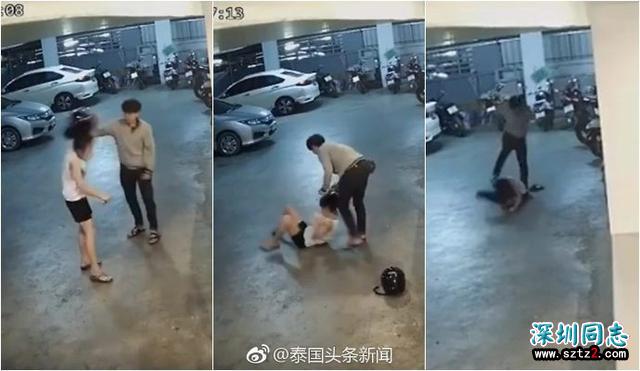 泰国22岁女子停车场内被同性女友暴揍 泰国22岁女子停车场内被同性女友暴揍